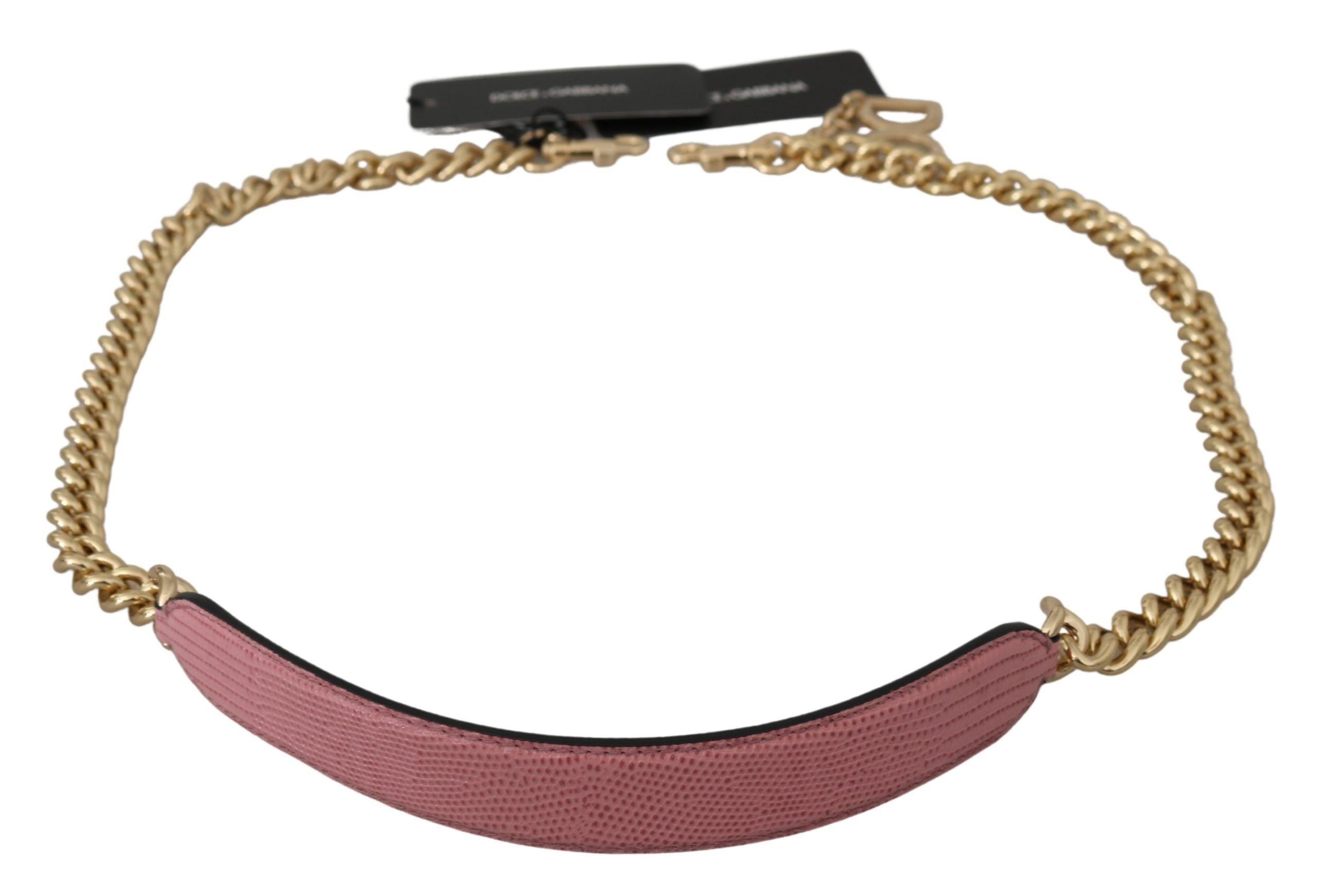 Dolce & Gabbana Pembe Deri Altın Zincir Aksesuarlı Omuz Askısı